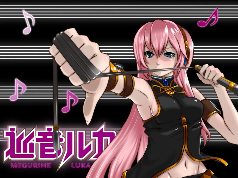 Pink-haired Anime Woman — Black