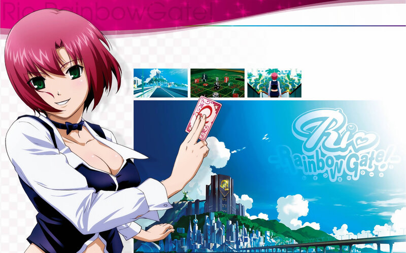Pink-haired Anime Woman — Blue, Bright, Cheerful