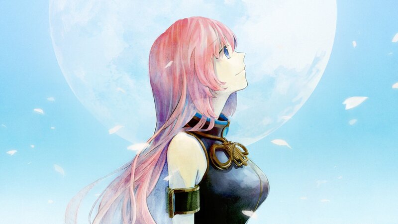 Pink-haired Anime Woman — Blue, Serene