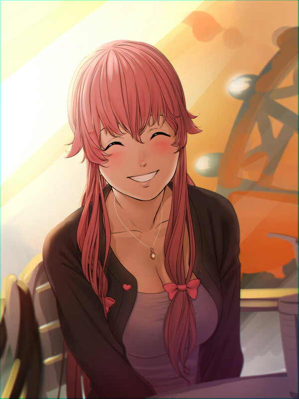 Pink-haired Anime Woman — Pink, Cheerful