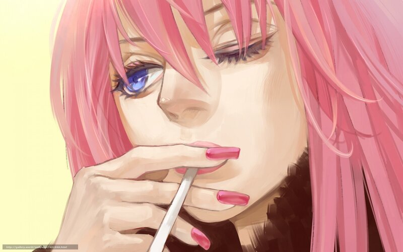 Pink-haired Anime Woman — Pink, Contemplative