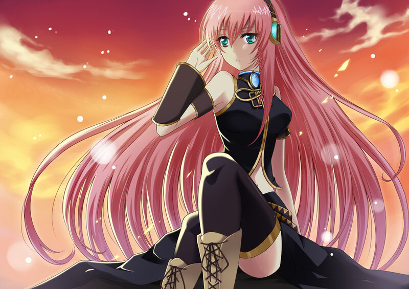 Pink-haired Anime Woman — Pink, Dramatic, Sunset