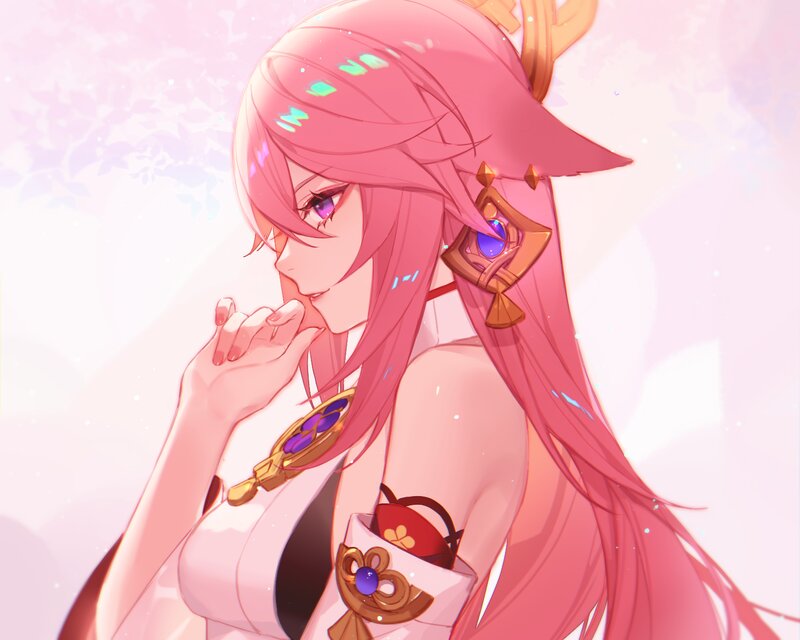 Pink-haired Anime Woman — Pink, Serene, Long Hair
