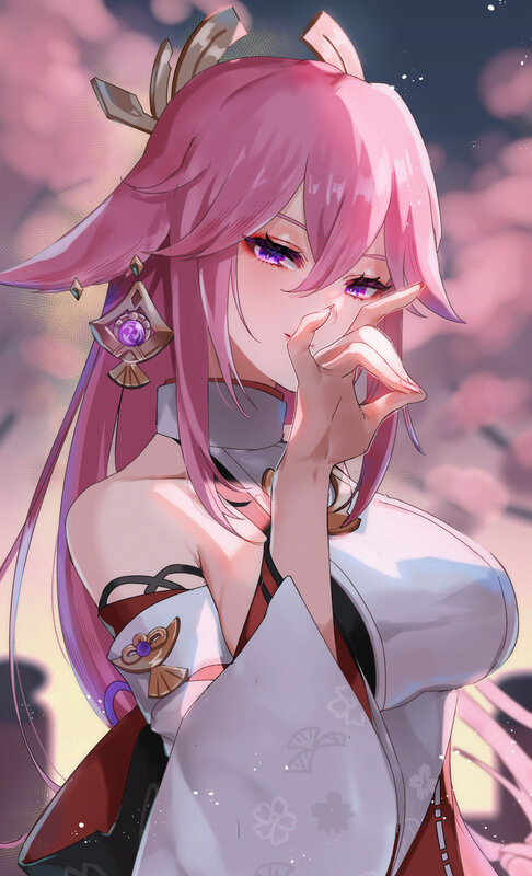Pink-haired Anime Woman — Pink, Serene, Spring, Cherry Blossoms, Earrings