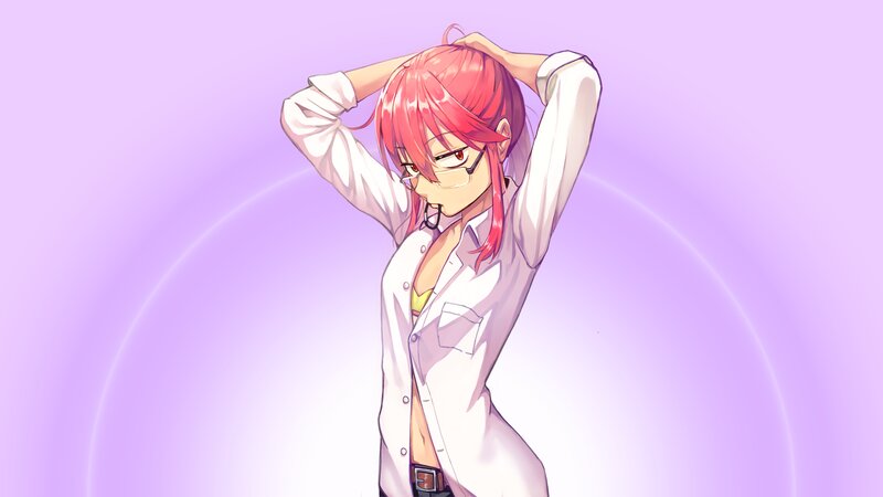 Pink-haired Anime Woman — Purple, Calm