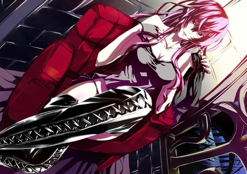 Pink-haired Anime Woman — Purple, Dramatic, Night, Mechanical Weapon