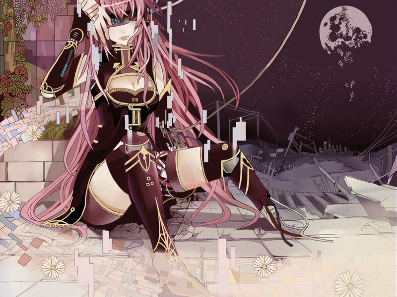 Pink-haired Anime Woman — Purple, Dramatic, Night
