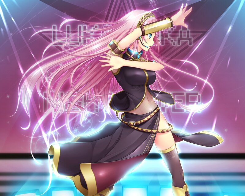 Pink-haired Anime Woman — Purple, Dynamic, Energetic