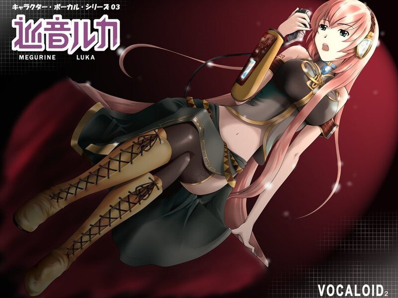 Pink-haired Anime Woman — Red, Dramatic, Microphone