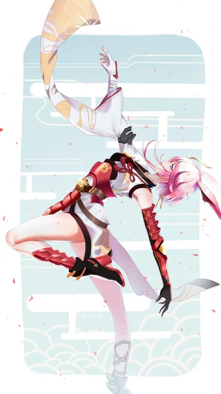 Pink-haired Anime Woman — White, Dynamic