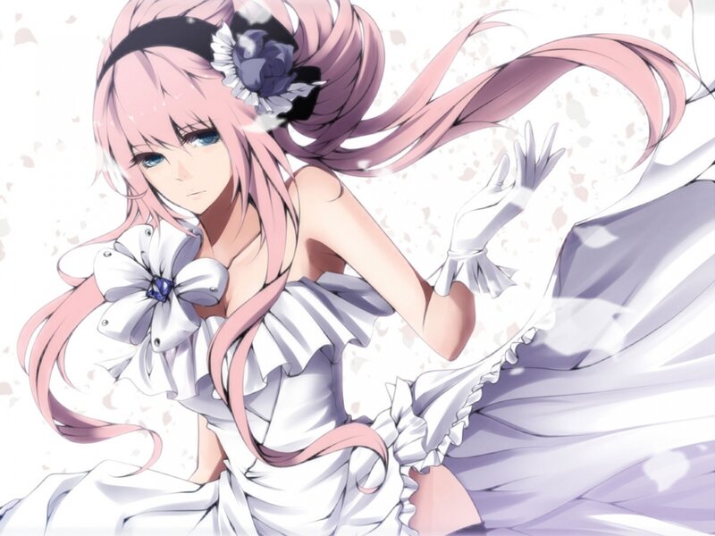 Pink-haired Anime Woman — White