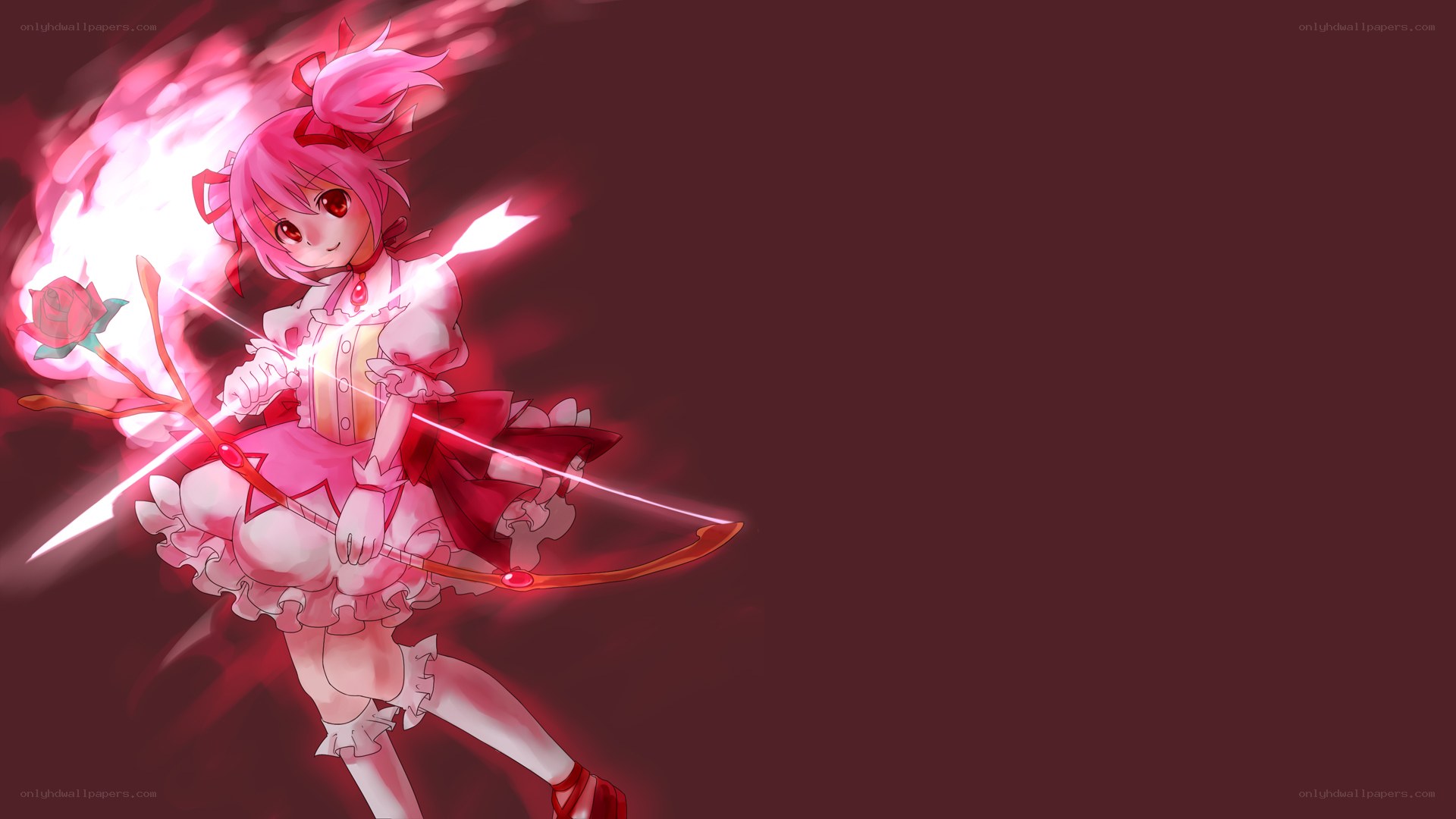 pink-haired archer with glowing bow