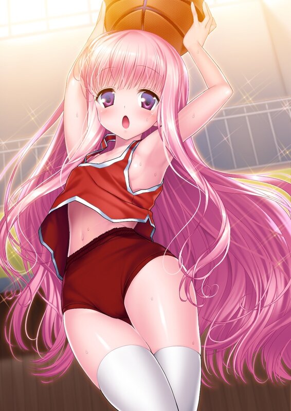Pink-haired basketball player