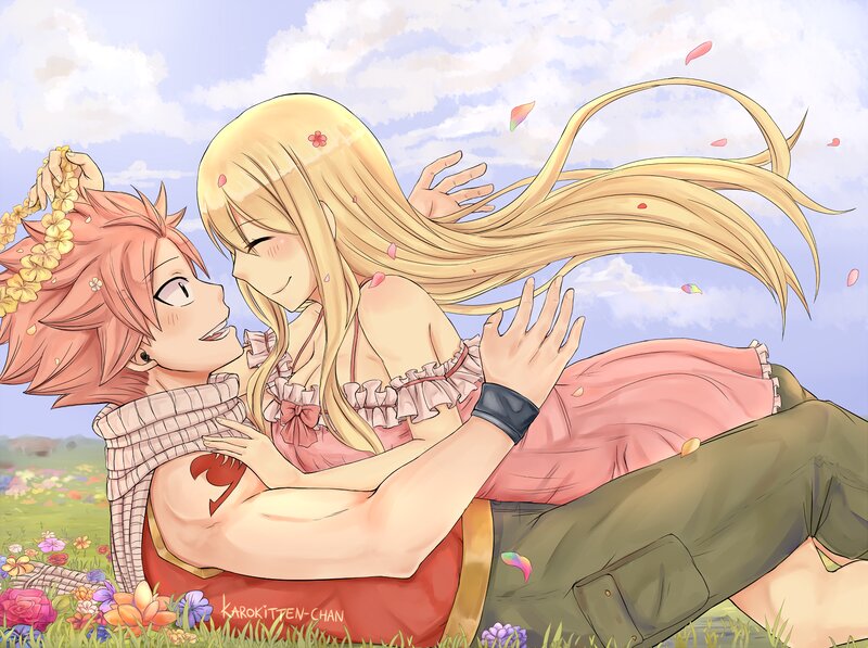 Pink-haired Boy and Blonde Girl — Green, Peaceful