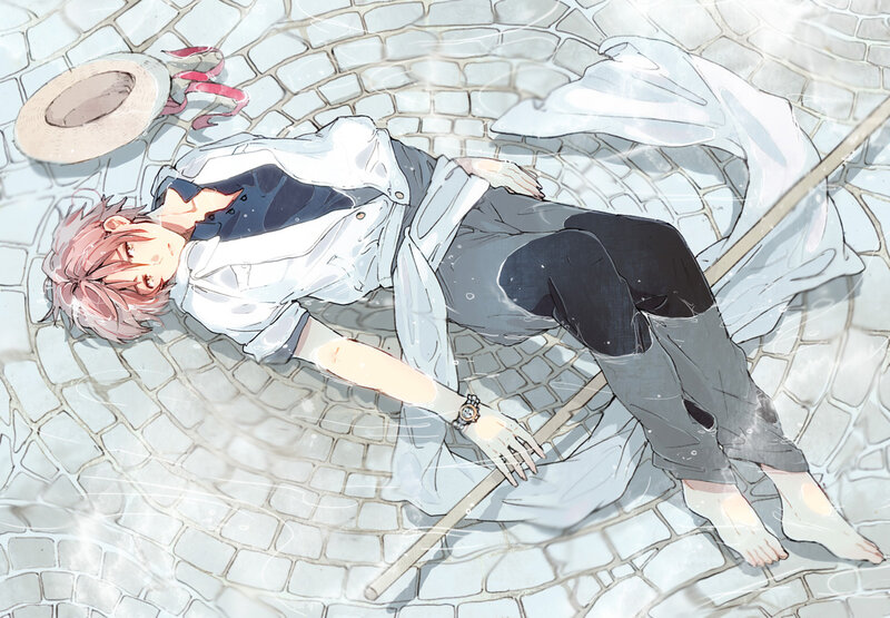 Pink-haired Boy Lying Down