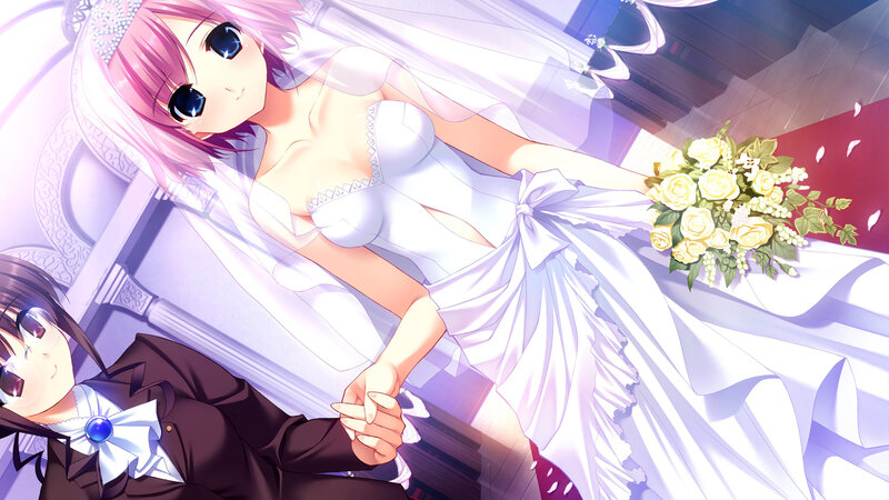 Pink-haired Bride Holding Hands — White