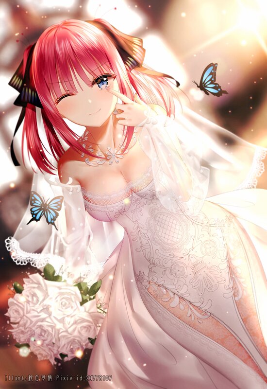 Pink-haired Bride — White, Serene, Sunset