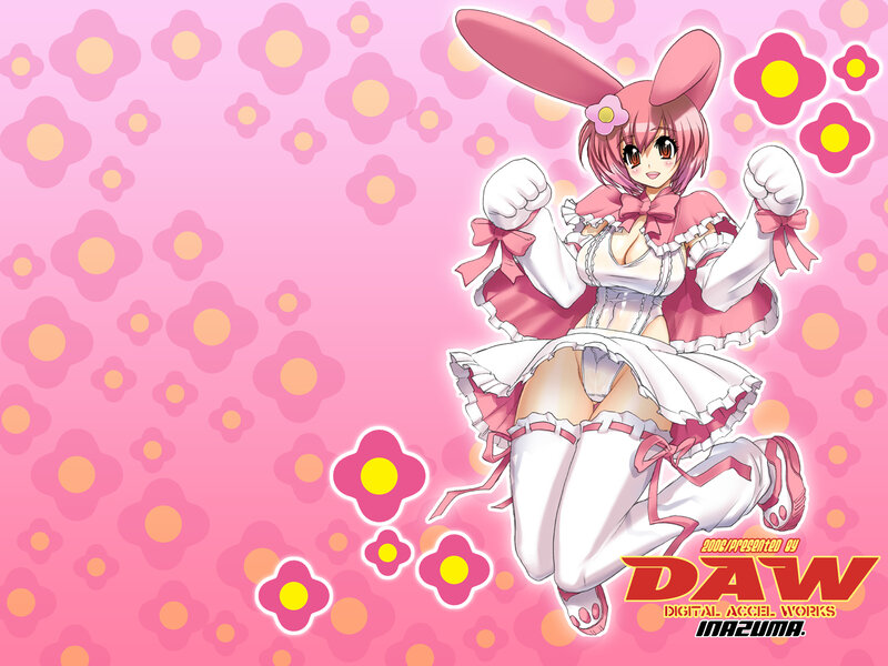 Pink-haired Bunny Girl — Pink, Playful, Anime, Bunny Ears, Floral Background