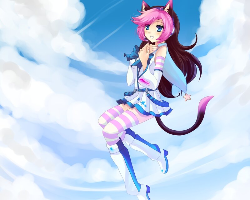 Pink-haired Cat Girl — Blue