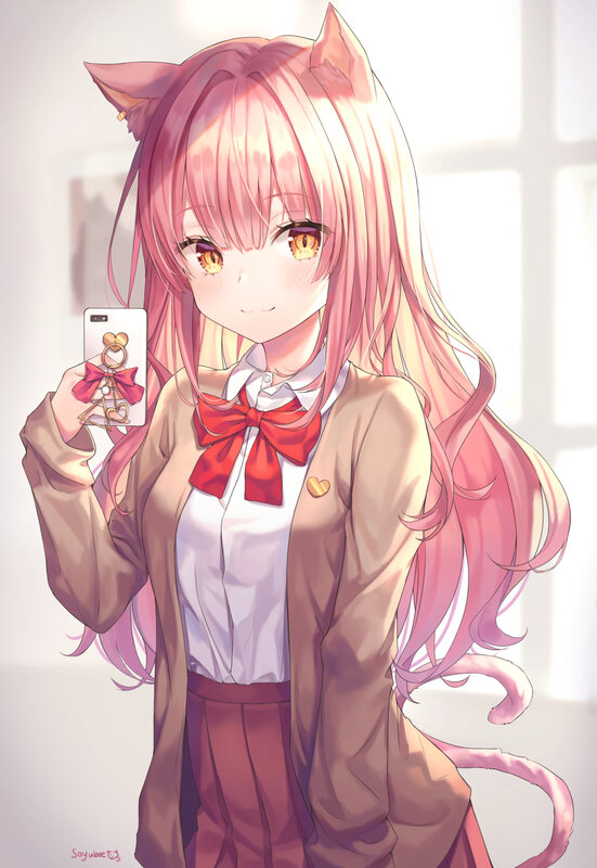 Pink-haired Cat Girl — Pink, Calm, Afternoon, Anime