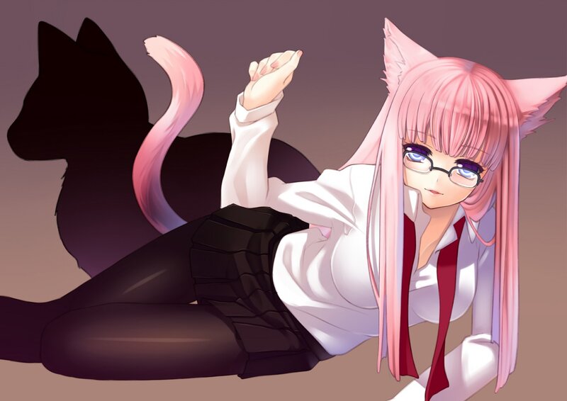 Pink-haired Cat Girl — Pink, Calm