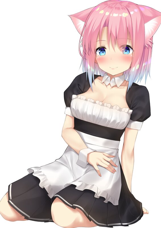 Pink-haired Cat Girl — Pink, Cheerful