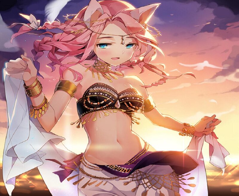 Pink-haired Cat Girl — Pink, Dramatic, Sunset