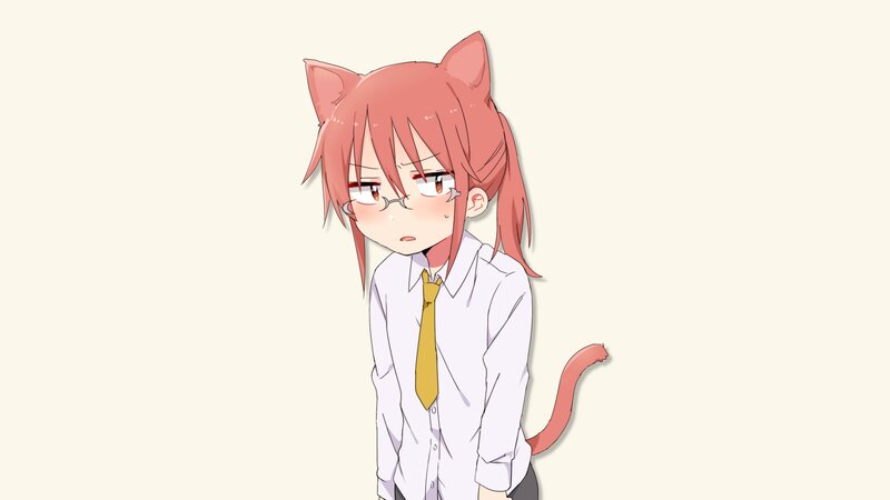 Pink-haired Cat Girl — White