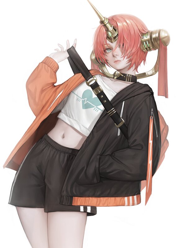 Pink-haired Character — Black, Neutral