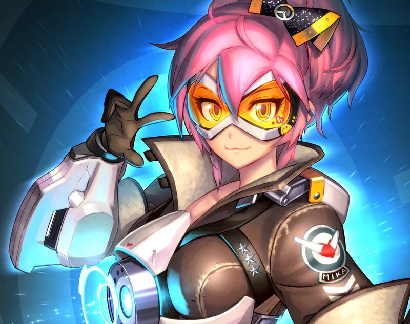 Pink-haired Character — Blue, Energetic