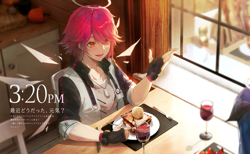 Pink-haired Character Eating