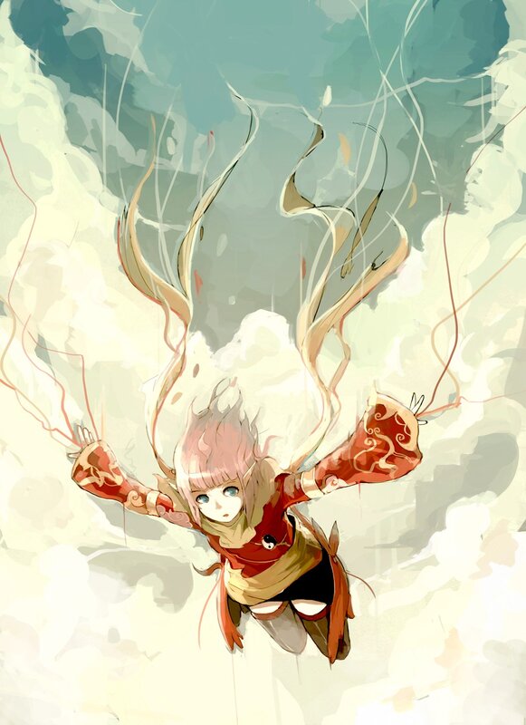 Pink-haired Character Falling