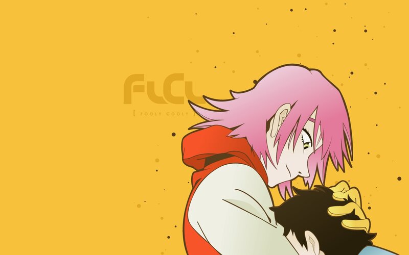 Pink-haired Character Hugging