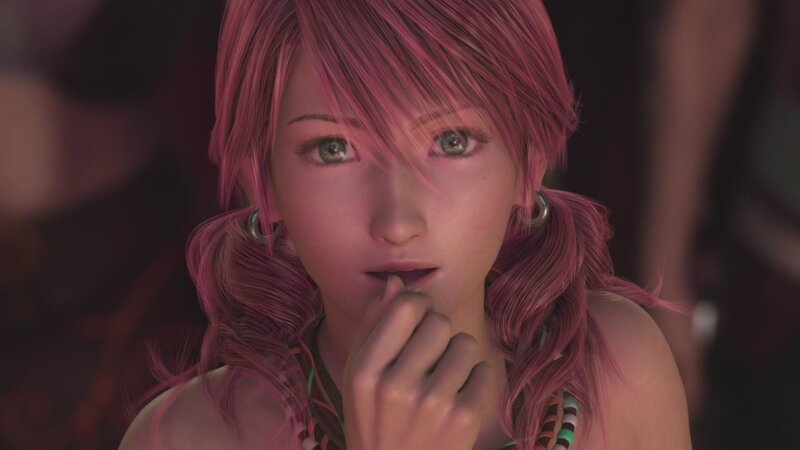 pink-haired character in close-up
