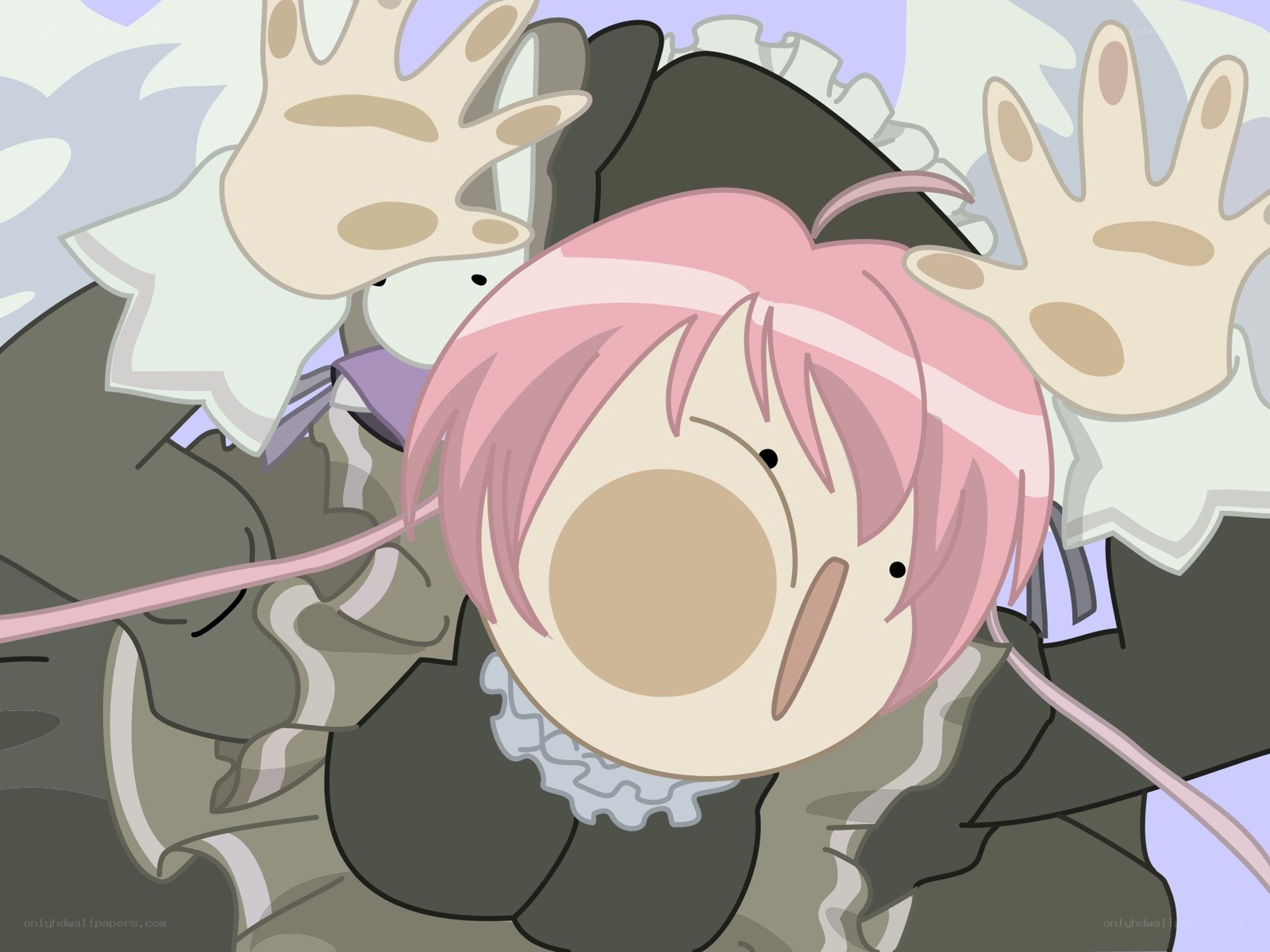 pink-haired character in distress