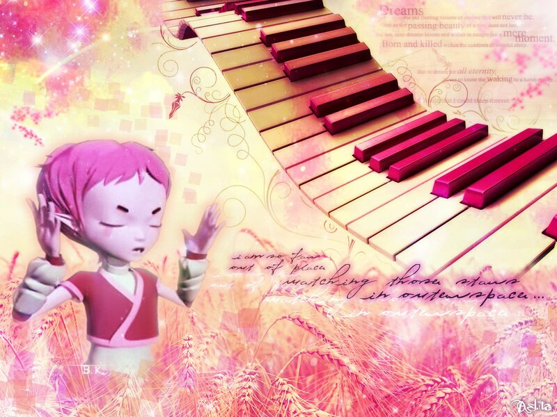 Pink-haired Character in Field
