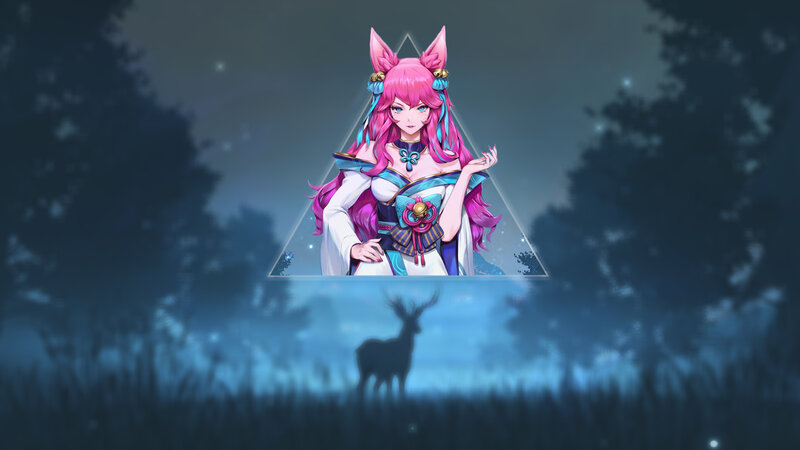 Pink-haired Character in Forest — Blue