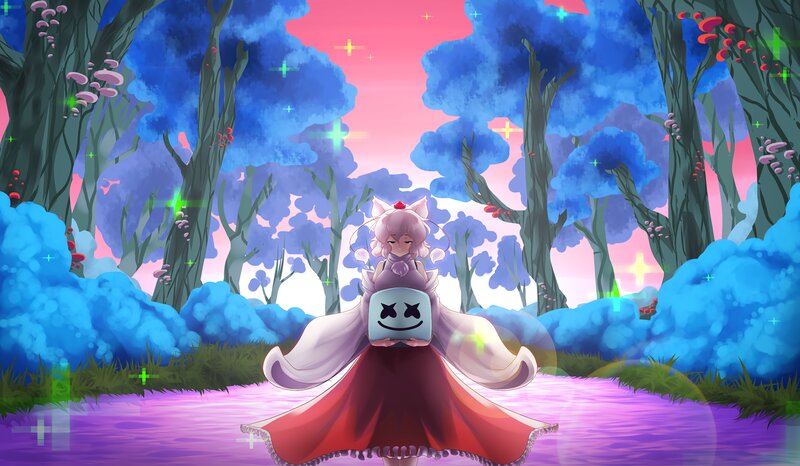 Pink-haired Character in Forest