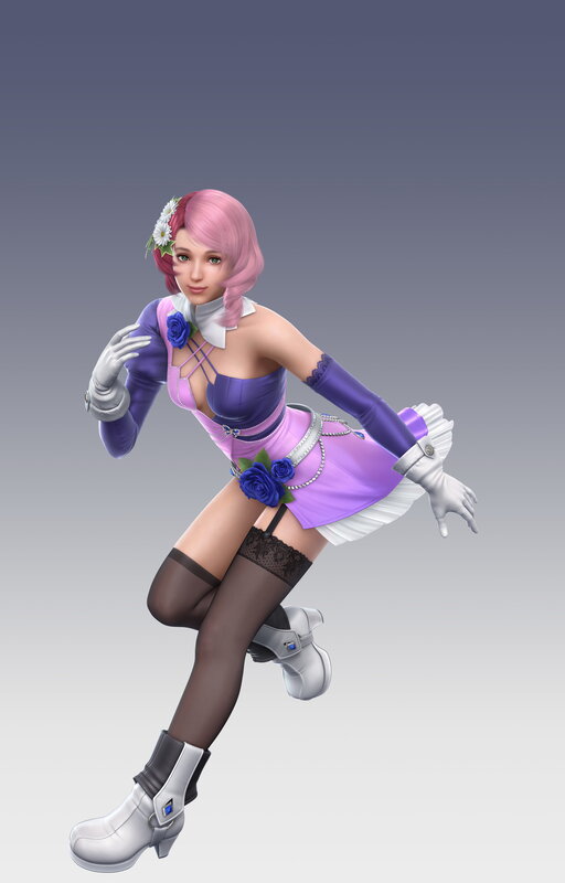 pink-haired character in purple outfit