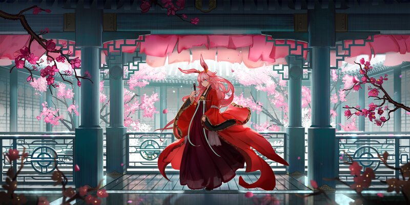 Pink-haired Character in Red Robe