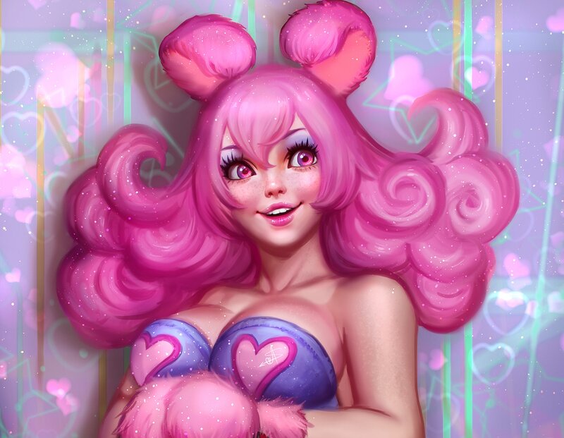 Pink-haired Character — Pink, Playful, Digital Art