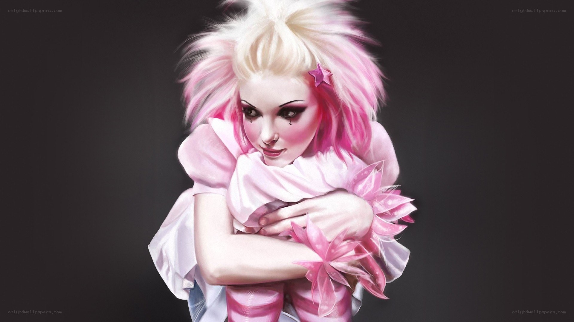 pink-haired character portrait