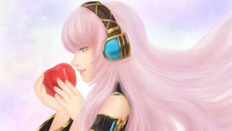 Pink-haired Character with Apple