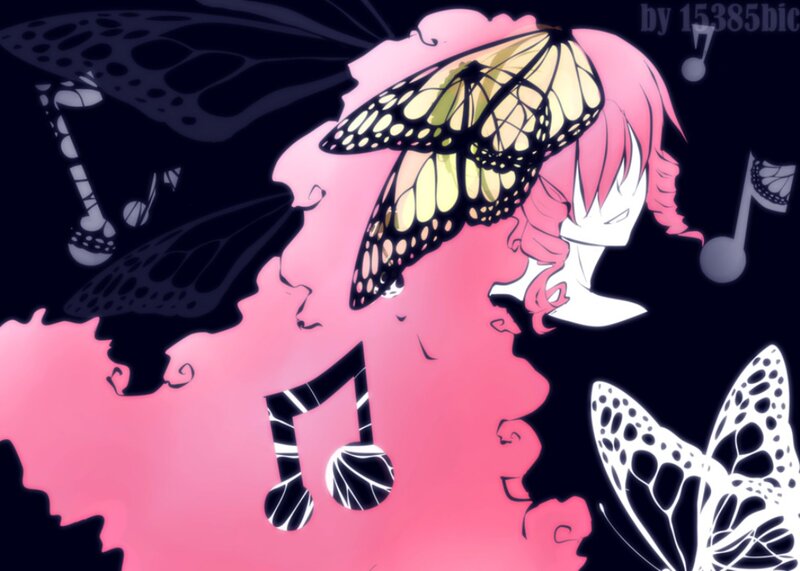 Pink-haired Character with Butterfly