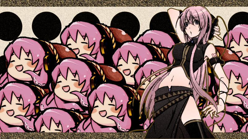 Pink-haired character with clones
