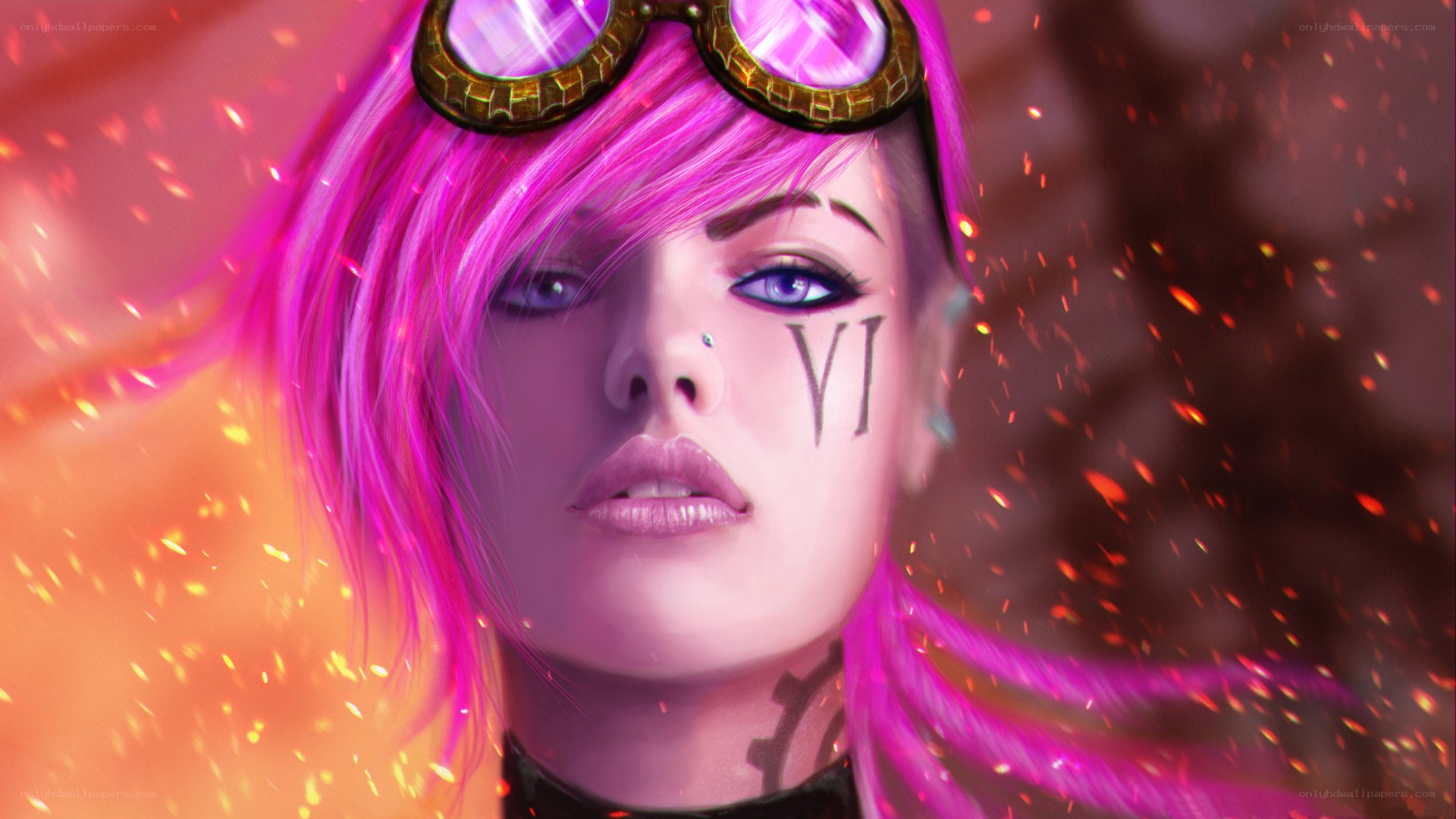 pink-haired character with goggles