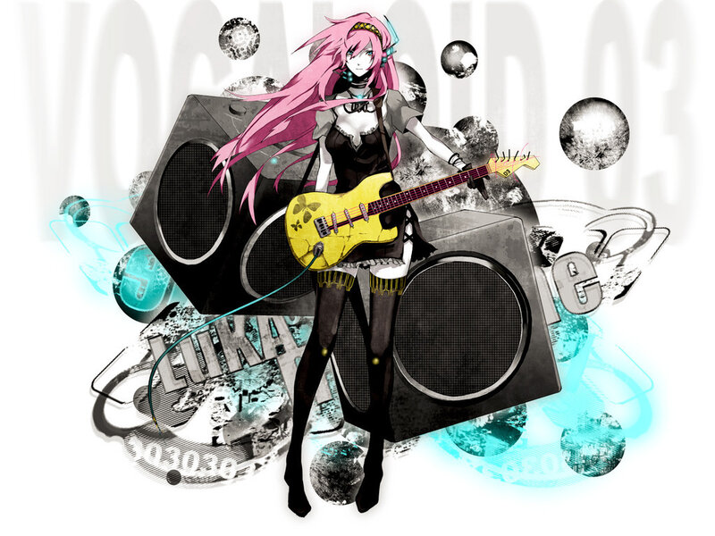 Pink-haired Character with Guitar