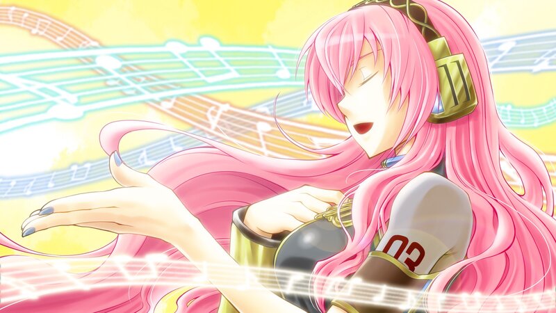 Pink-haired Character with Headphones