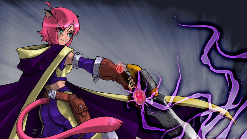 Pink-haired Character with Sword
