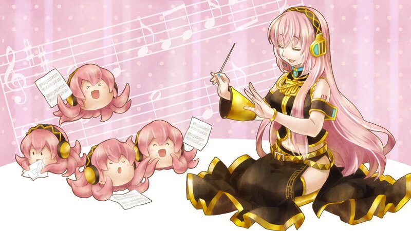 Pink-haired conductor and her choir
